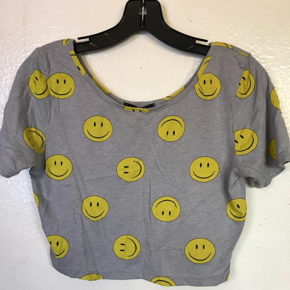 Smiley face print crop top